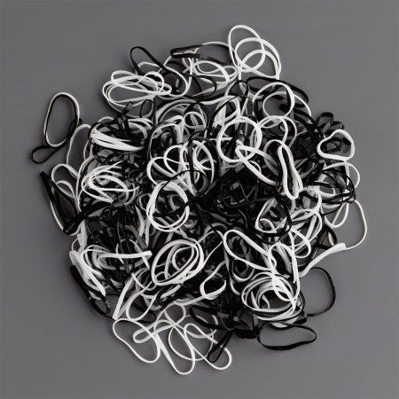 Резинки для волос MESHU белые/черные, 300 шт, европодвес RE-MS_60598