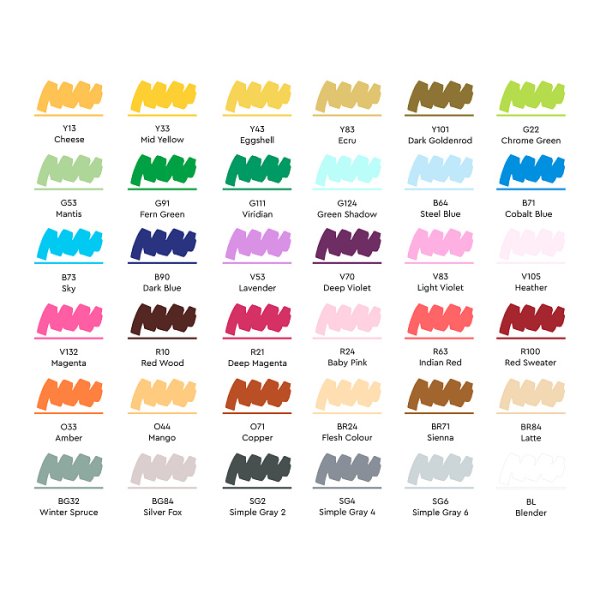 Набор маркеров SKETCHMARKER Basic 1 36 шт базовые оттенки + сумка органайзер MP36bas1