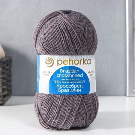 Пряжа Пехорская ПТ "Кроссбред Бразилии" 50% мериносовая шерсть, 50% акрил 1 х 100 г 500 ± 29 м №393 св.моренго PEH-KRO-393