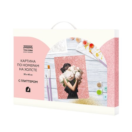 Картина по номерам на холсте с глиттером ТРИ СОВЫ "Тайна взгляда" 30 x 40 см с акриловыми красками и кистями RE-КХг3040_57054