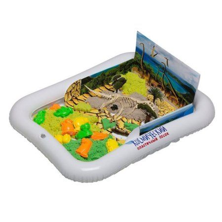 Игровой набор с песком ТМ Космический песок "До нашей эры" 3 кг, песочный, зеленый, желтый, 10 формочек, песочница AS-KPTAE