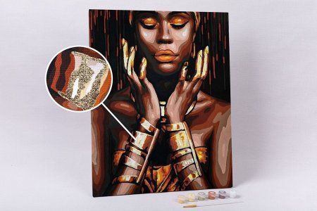 Набор для раскрашивания по номерам (с поталью) ФРЕЯ 50 х 40 см "Золотая экзотика" PNB/PLPT-177