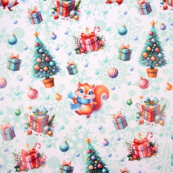 Бумага упаковочная глянцевая 70 х 100 см 80 г/м2 "Белочка" SIM-10549222