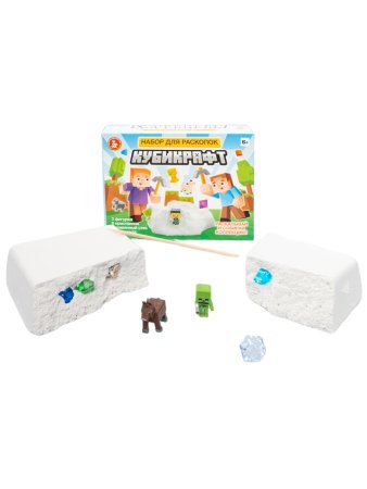Научно-познавательный набор "Раскопки: Кубикрафт" 3 фигурки, 6 кристаллов KOR-05545