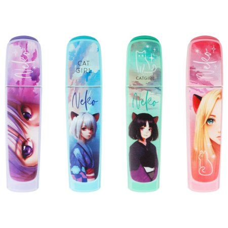 Набор текстовыделителей MESHU "Neko" 4 цв 1-5 мм, пастельные цвета, ПВХ бокс с европодвесом RE-MS_55402