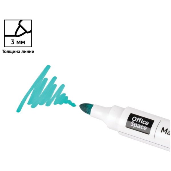 Маркер для белых досок OfficeSpace 3 мм, пулевидный, зеленый RE-WBM_85341