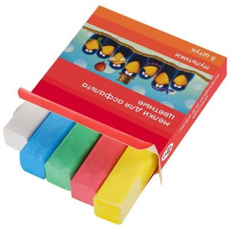 Мелки для асфальта ГАММА "Мультики" цветные 5 шт 5 цв квадратные, карт. упаковка RE-2304191