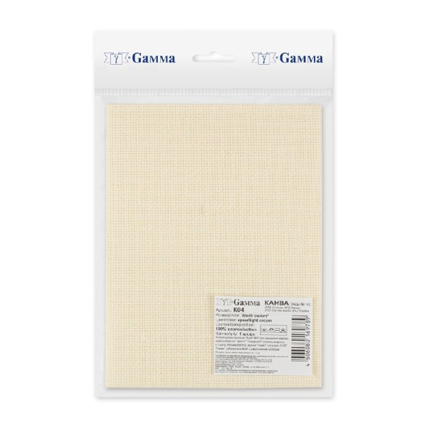 Канва GAMMA Aida №14 100% хлопок 1 шт 30 x 40 см ± 2 см кремовый K04-30-40-C