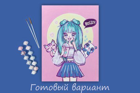 Набор для раскрашивания по номерам (на картоне) ФРЕЯ 40 х 30 см "Девочка в стиле аниме" PKZ/PM-030