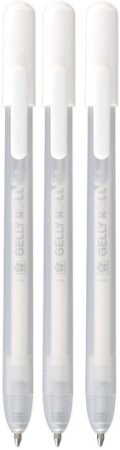 Ручка гелевая SAKURA Gelly Roll Stardust, набор 3 шт, белый, средний наконечник 0.8 мм, выдвижной корпус RTPXGBRAWH3A