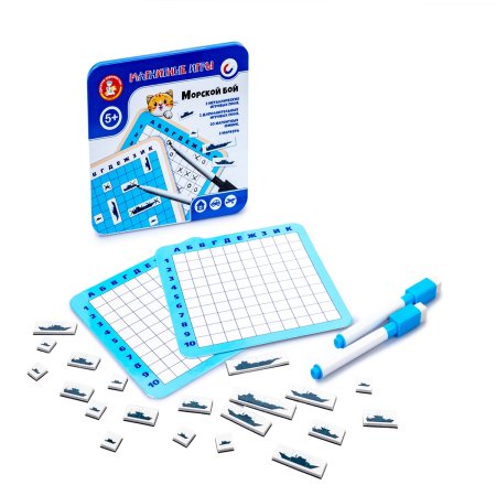 Магнитная игра "Морской бой" в жестяной коробке KOR-03585