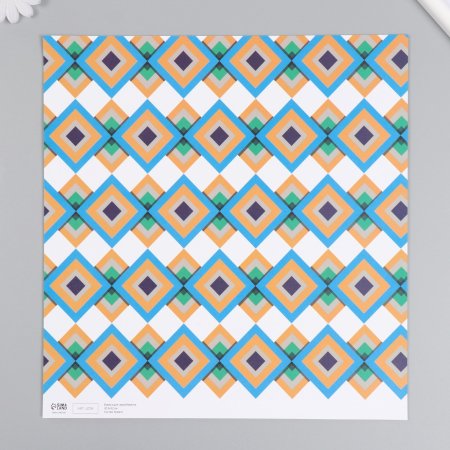 Бумага для скрапбукинга двусторонняя 5 л 30.5 x 32 см 180 г/м2 "Ромбы" SIM-7986330