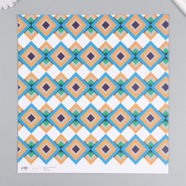 Бумага для скрапбукинга двусторонняя 5 л 30.5 x 32 см 180 г/м2 "Ромбы" SIM-7986330