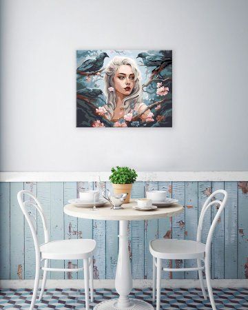 Набор для раскрашивания по номерам (холст на подрамнике) ФРЕЯ 50 х 40 см "Повелительница птиц" PNB/PL-258