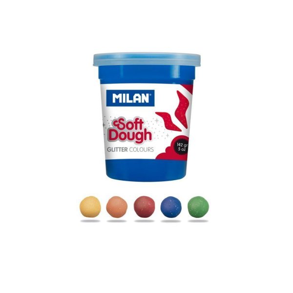 Набор массы для лепки MILAN Soft Dough Glitter 5 цв x 142 г (с блестками) ML-913505G