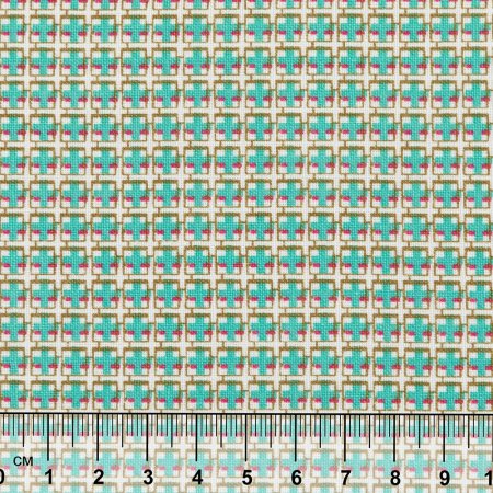 Ткань для пэчворка PEPPY БАБУШКИН СУНДУЧОК 50 x 55 см 140 ± 5 г/м2 100% хлопок БС-03 клетка бирюзовый/бл.зеленый