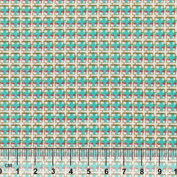Ткань для пэчворка PEPPY БАБУШКИН СУНДУЧОК 50 x 55 см 140 ± 5 г/м2 100% хлопок БС-03 клетка бирюзовый/бл.зеленый