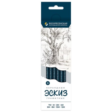 Набор графитных карандашей ВКФ "Эскиз" заточенный 8 шт ассорти 8B-1700