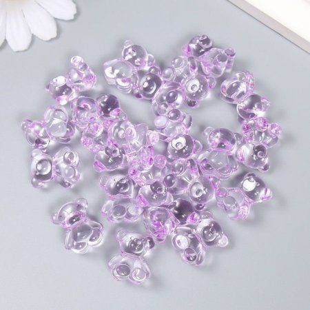 Декор для творчества пластик "Медвежонок" сиреневый 25 шт 1.8 x 1.5 x 1 см SIM-9129448