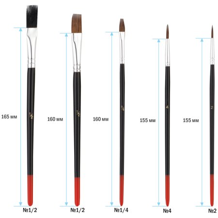 Набор кистей ArtSpace 15 шт пони, щетина, плоские, круглые, блистер RE-SB_3298