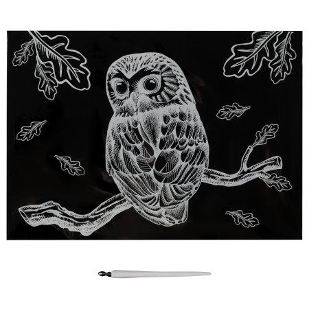 Гравюра с эффектом золота ТРИ СОВЫ А4 "Сова" RE-GA4_49919