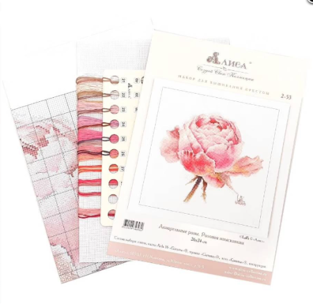 Набор для вышивания "Алиса" Акварельные розы. Розовая изысканная 24 х 26 см 2-53