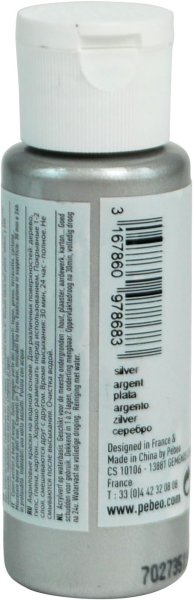 Краска акриловая PEBEO Acrylic Paint декоративная перламутровая 59 мл AP-097868 под серебро