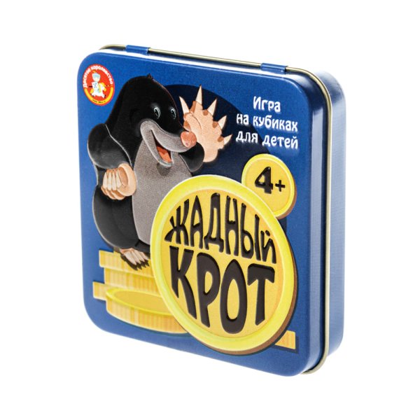 Настольная игра: Пластиковые кубики. Жадный крот (жестяная коробочка) MAG03562