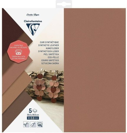 Кожа искусственная CLAIREFONTAINE Leather 30.5 x 30.5 см 0.8 мм 5 шт, оттенки коричневого RH-95737C