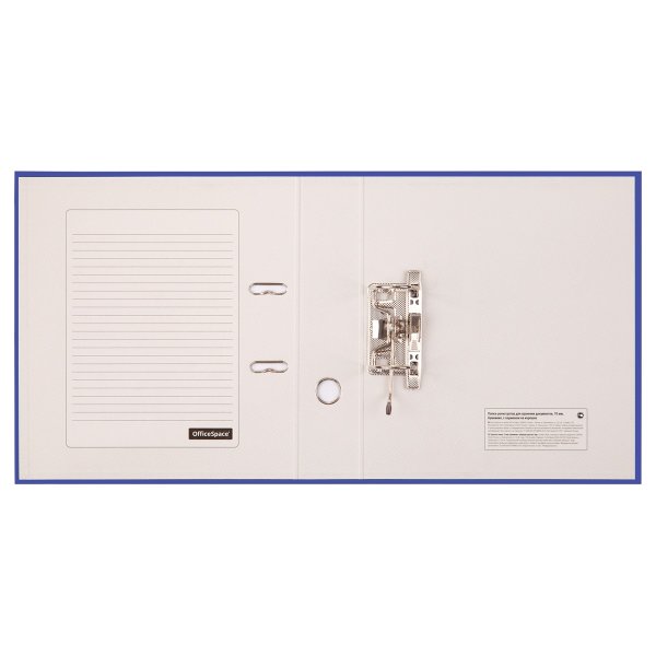 Папка-регистратор A4 OfficeSpace 70 мм, бумвинил, с карманом на корешке, синяя RE-162579
