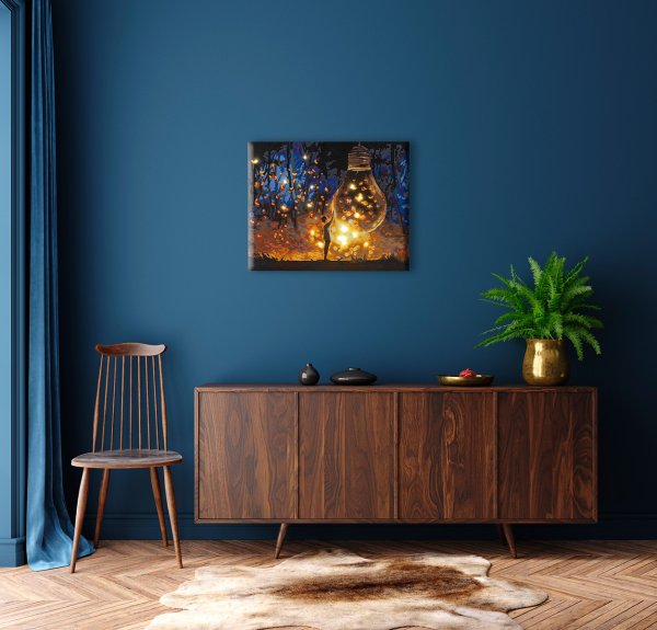 Набор для раскрашивания по номерам (со светодиодами) ФРЕЯ 50 х 40 см "Вспышки в ночи" PNB/PLDD-390