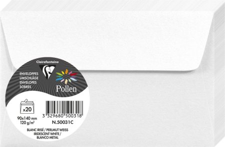 Конверт CLAIREFONTAINE Pollen 90 x 140 мм 120 г/м2 1 шт, белый перламутровый RH-50031C