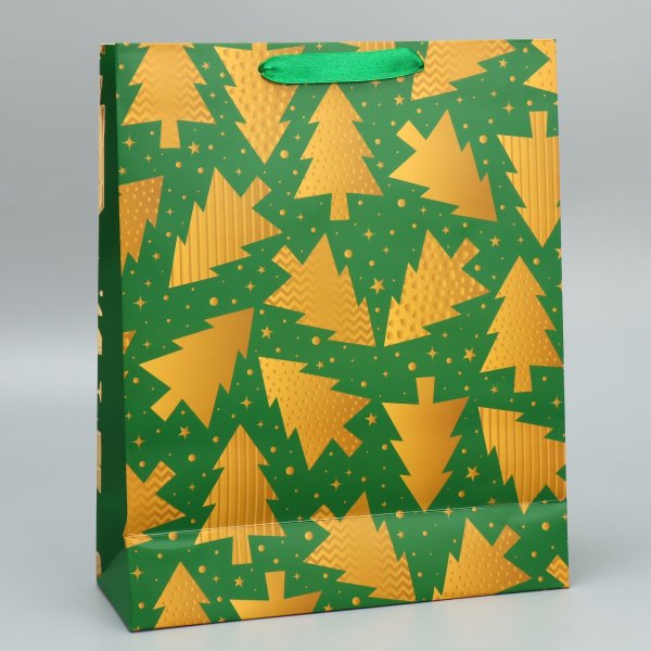 Пакет подарочный ламинированный 32 × 26 × 10 см "Елочки" SIM-9750225