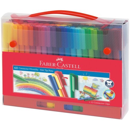 Фломастеры Faber-Castell "Connector" 60 цв смываемые, соединяемые колпачки RE-155560