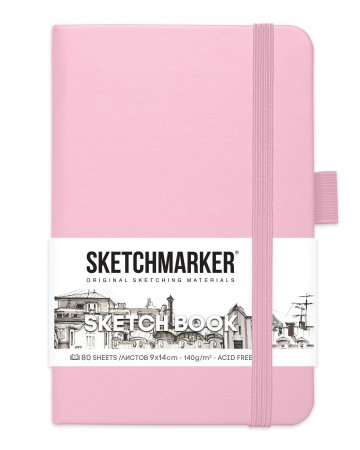 Блокнот для зарисовок SKETCHMARKER 140 г/м2 9 x 14 см 80 л, твердая обложка, Розовый MP2315001SM