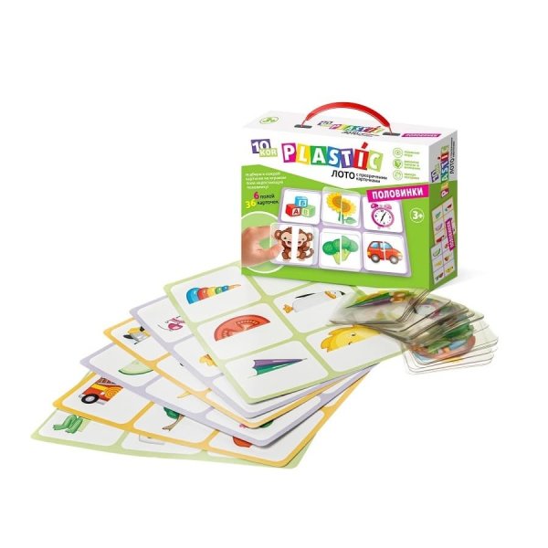 Лото 10KOR PLASTIC "Половинки" 36 карточек, 6 полей, 3+ KOR-04015