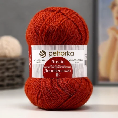 Пряжа Пехорская ПТ "Деревенская" 100% шерсть 1 х 100 г 250 ± 15 м №030 св.теракот PEH-DER-030