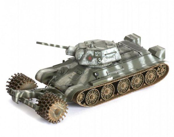 Сборная модель: Советский танк Т-34/76 с минным тралом, З-3580
