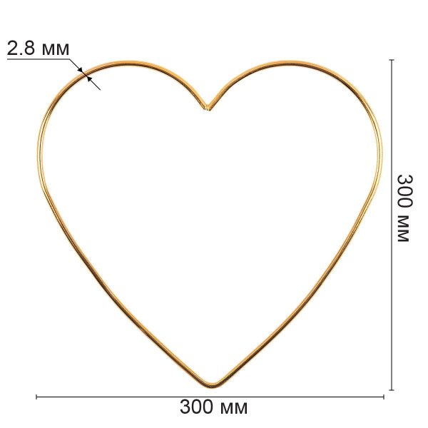 Каркас для рукоделия GAMMA "сердце" (заготовка) металл под золото RKH-030