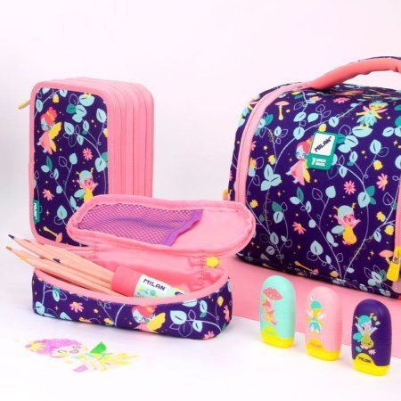 Пенал 1 отделение MILAN Fairy Tale 20.5 x 9 x 5.5 см, сиреневый, цветочный принт ML-081130FR