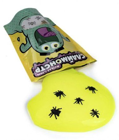 Слайм Slime "Слаймонстр" желтый + фигурки насекомых, 200 г AS-SM200-03