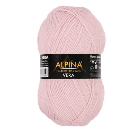 Пряжа ALPINA Vera 55% акрил, 45% хлопок 1 х 100 г 280 ± 15 м №43 бл.розовый ALP-VER-43