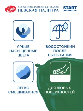 Краска акриловая Я-ХУДОЖНИК! глянцевая, банка 780 мл, 725 Зеленая NP-229145725