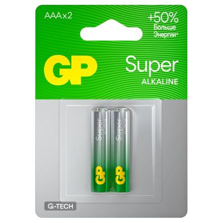 Батарейка GP Super G-Tech AAA (LR03) 24A алкалиновая, 2 шт RE-GP-24AA21-2CRSBC2