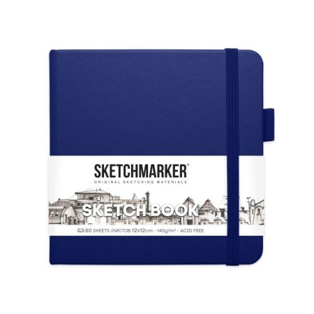 Блокнот для зарисовок SKETCHMARKER 140 г/м2 20 x 20 см 80 л, твердая обложка, Королевский синий MP2314805SM