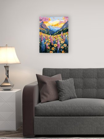 Набор для раскрашивания по номерам (холст на подрамнике) ФРЕЯ 50 х 40 см "Горная долина" PNB/PL-360