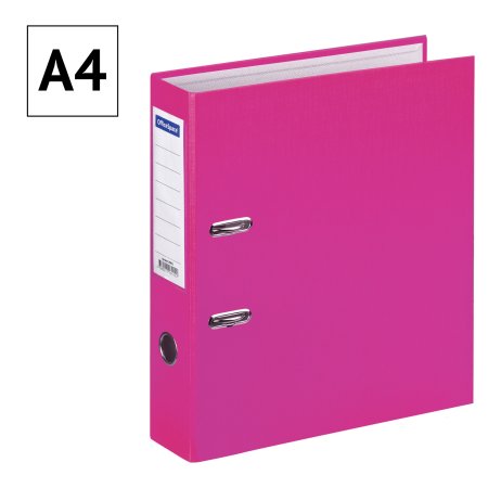 Папка-регистратор A4 OfficeSpace 70 мм, бумвинил, с карманом на корешке, розовая RE-289635