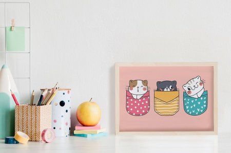 Набор для раскрашивания по номерам (на картоне) ФРЕЯ 30 х 20 см "Котики в кармашках" PKZ/PS-048