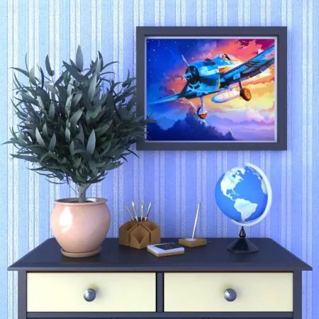 Набор для раскрашивания по номерам (холст на подрамнике) ФРЕЯ 40 х 30 см №26 "Самолет" PNB/R2-26