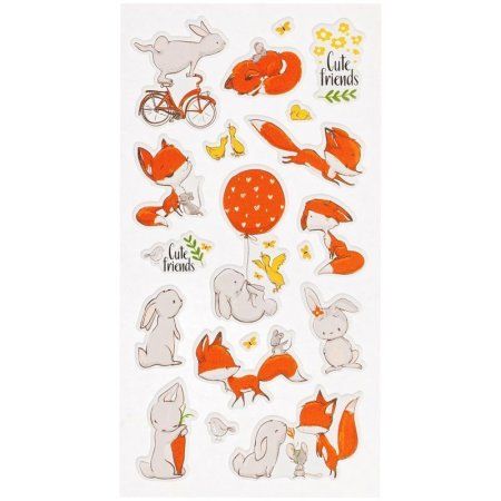 Наклейки объемные MESHU "Fox & bunny" 10 x 19 см RE-MS_36937